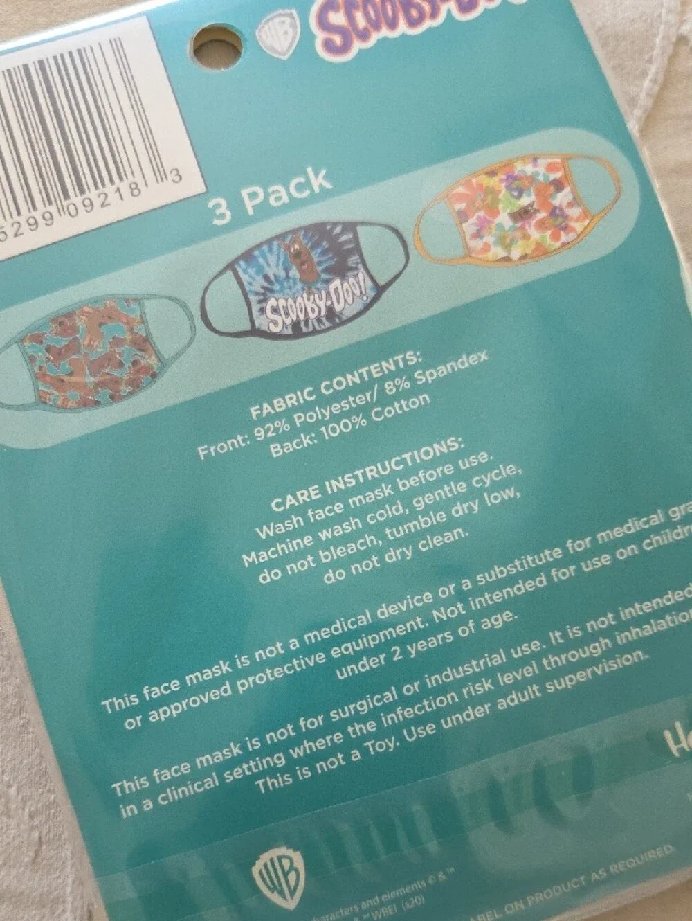 🌟 6 Scooby-Doo Kids Face Masks - Blue Tie-Dye Set